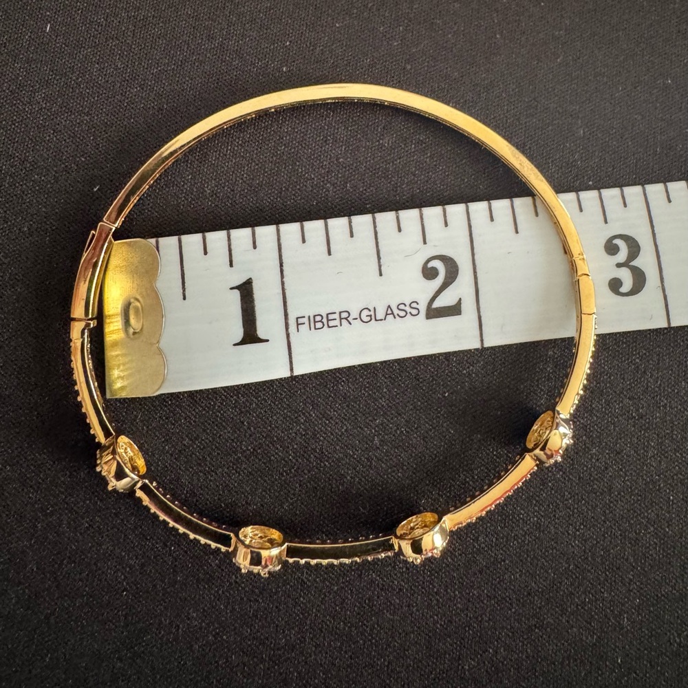 Elegant Gold  Bracelet with Sparkling Round Diamonique Crystal Round Accents - Picture 12 of 13